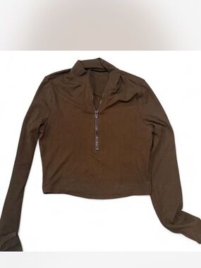 Brown Ribbed Half-Zip